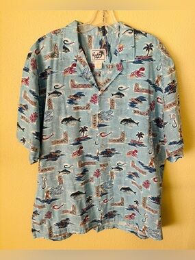 Vintage Paradise Style Hawaii Sea Animals Hawaiian Shirt Size: 2XL
